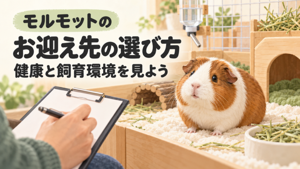 お迎え先の選び方を紹介するモルモットのイラスト