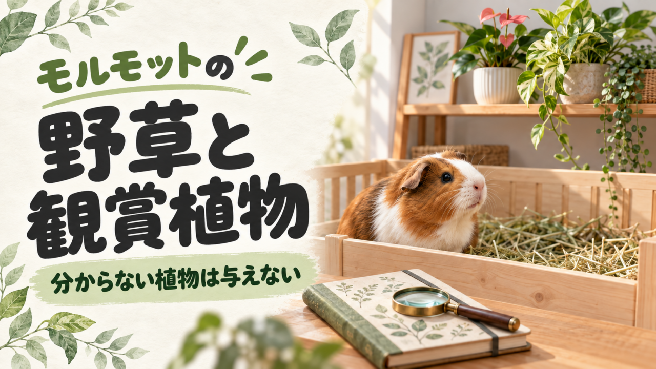 観賞植物を飼育スペースの外へ置き、植物を確認する場面のイメージイラスト